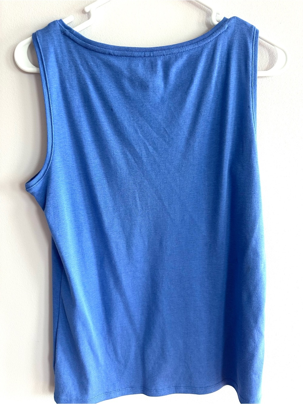 Talbots Sleeveless Blue Petite Medium Tee 100% Pima Cotton EUC - Picture 2 of 3